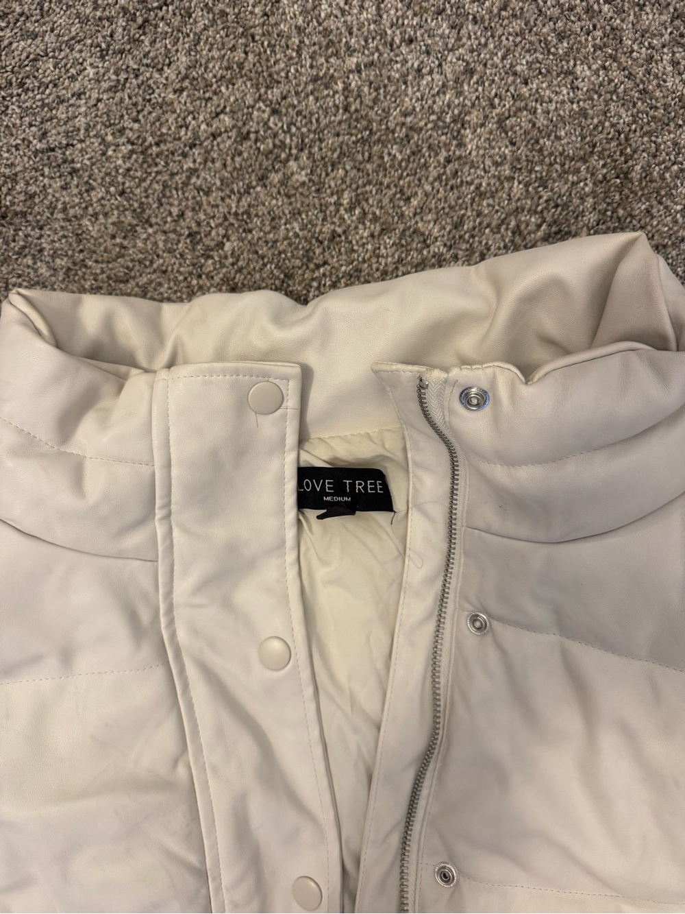 Love Tree Ivory Cropped Puffer Jacket - Picture 2 of 4